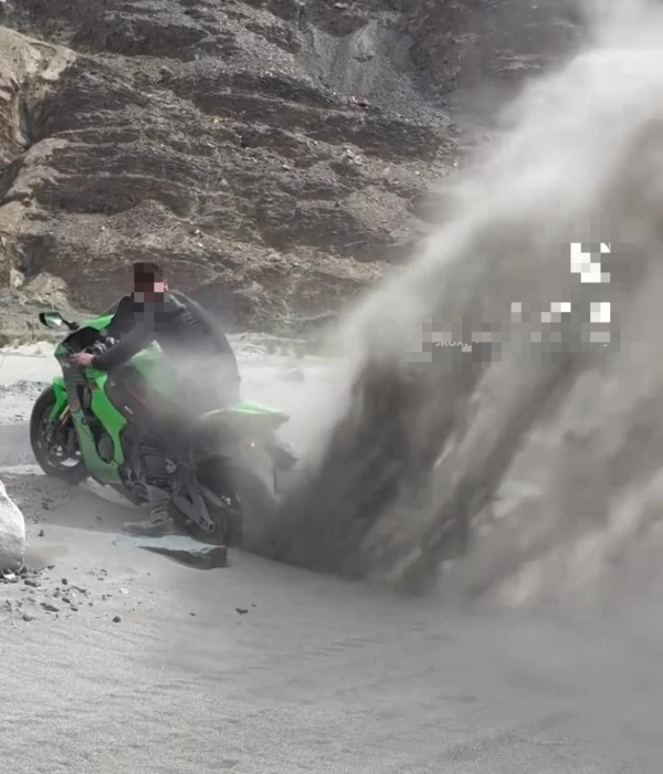 superbike riders at ladakh pangong tso lake