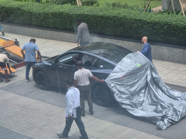 model y electric car at india s first tesla showroom