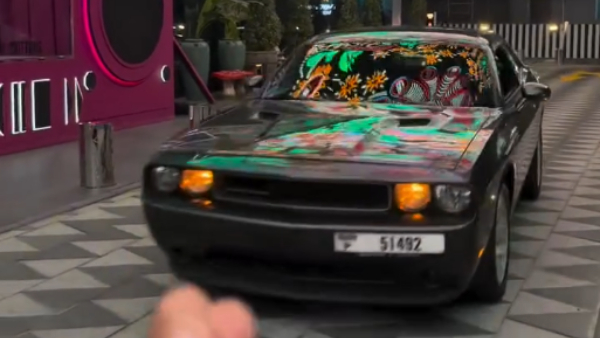 actress nivetha pethuraj spotted in dodge challenger sports car