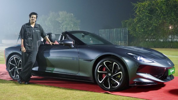 indian cricketer shafali verma takes delivery of mg cyberster ev electric car