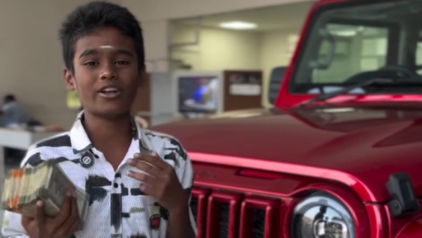 15-year-old youtuber koduvai anbu bought brand-new mahindra thar roxx