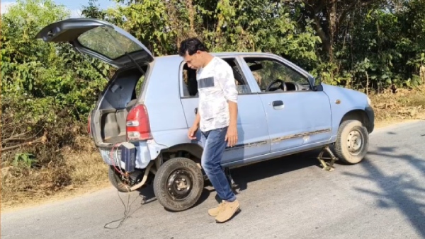 ola maruti alto car converted into hybrid car