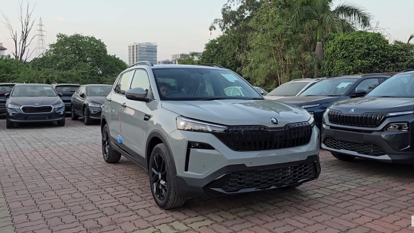 skoda kushaq facelift mid-variant at dealership showroom
