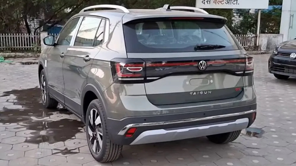 volkswagen taigun facelift gt plus chrome variant at dealership showroom