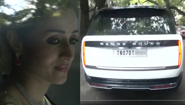 actress trisha krishnan arrived in range rover