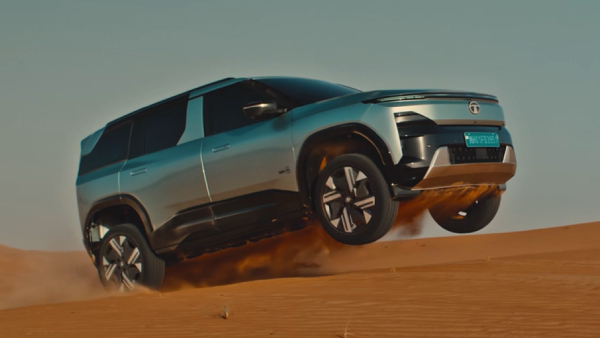 tata sierra ev electric car on tal moreeb sand dune