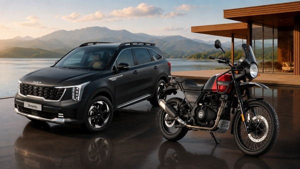 Kia Sorento and Himalayan Bike Collage