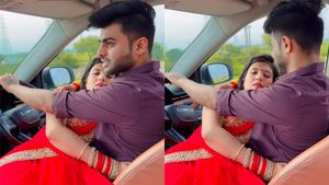 భర్త ఒడిలో నిద్రపోతున్న భార్య.. వీడియో చాలా రొమాంటిక్‌ కానీ.. ప్రయాణమే ప్రమాదకరం..!!