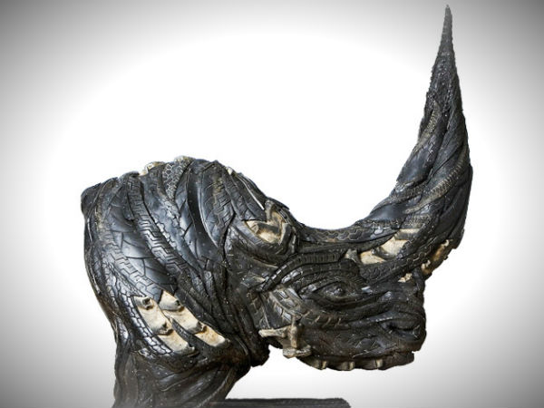 పనికిరాని టైర్లతో అద్భుతమైన శిలాఖండాలు