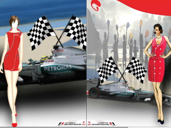 2013 ఇండియన్ గ్రాండ్ ప్రి గ్రిడ్ గర్ల్స్ కోసం కాస్ట్యూమ్స్