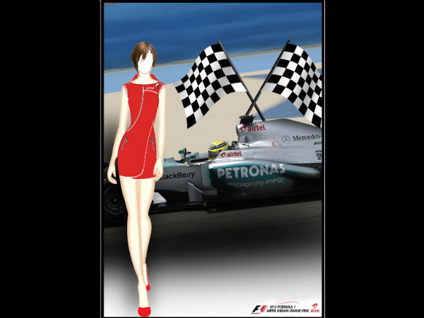 2013 ఇండియన్ గ్రాండ్ ప్రి గ్రిడ్ గర్ల్స్ కోసం కాస్ట్యూమ్స్