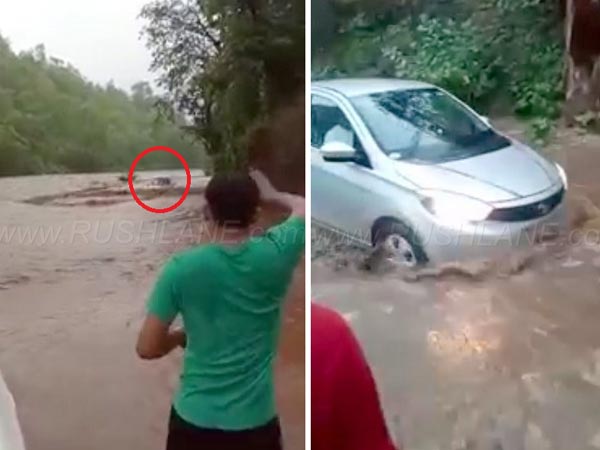 ముంబాయ్ వరదల్లో టాటా టిగోర్ కారు