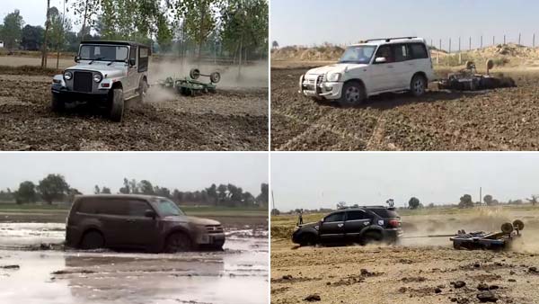 లక్షలు విలువ చేసే ఎస్‌యూవీలతో పొలాలు దున్నుతున్న రైతులు