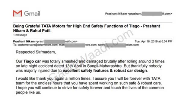 టాటా టియాగో లో ఇంత దారుణం జరిగినా ప్రయాణికులు సురక్షితం !