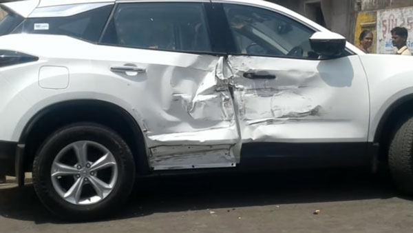 లారీ గుద్దిన తర్వాత టాటా హారియర్ కారుకు ఏం జరిగిందో చూడండి:[వీడియో]