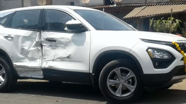 లారీ గుద్దిన తర్వాత టాటా హారియర్ కారుకు ఏం జరిగిందో చూడండి:[వీడియో]