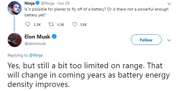 5 ఏళ్లలో ఎలక్ట్రిక్ విమానాలు సాధ్యమే అని చెప్పిన టెస్లా సీఈఓ