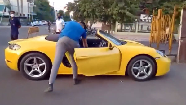 పోర్స్చే ఓనర్ తో గుంజిళ్ళు తీయించిన పోలీసులు, ఎందుకో తెలుసా..?