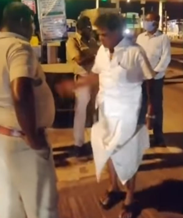 విధి నిర్వహణలో ఉన్న పోలీసును తన్నిన మాజీ MP