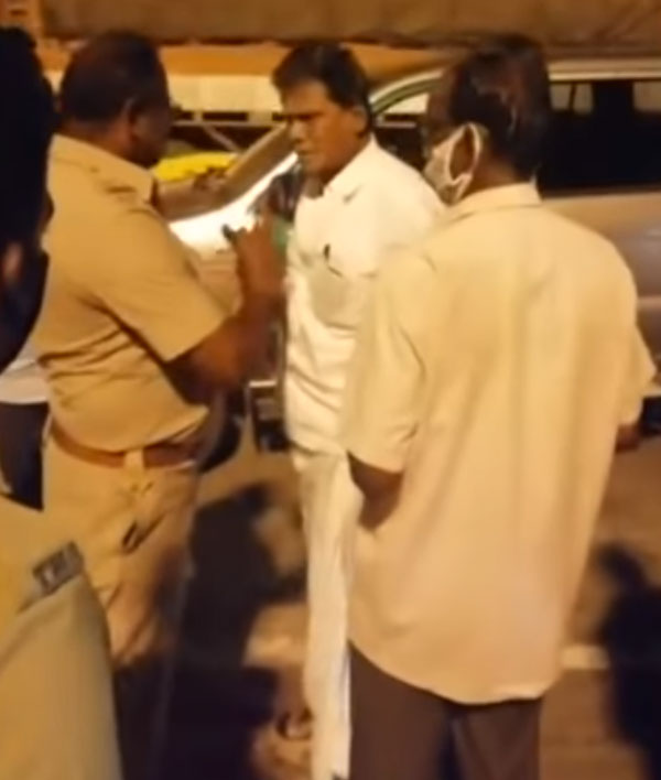 విధి నిర్వహణలో ఉన్న పోలీసును తన్నిన మాజీ MP