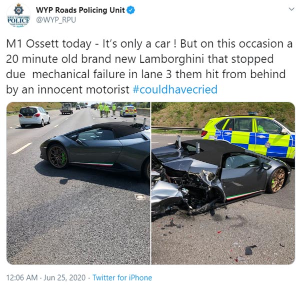 కొన్న 20 నిముషాలకే ప్రమాదానికి గురైన 3 కోట్ల విలువైన లగ్జరీ కార్