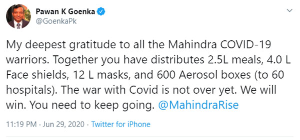 కరోనా ఎఫెక్ట్ : ప్రభుత్వానికి మద్దతుగా మహీంద్రా