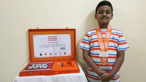 ఆసియా బుక్ ఆఫ్ రికార్డ్స్‌లో చోటుదక్కించుకున్న 7 ఏళ్ల బుడతడు.. ఇంతకీ ఏంటో అతని ప్రత్యేకత తెలుసా ?