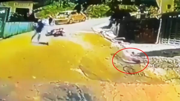 గ్రేట్.. పిల్లాడిని రక్షించడానికి ఈ బైక్ రైడర్ ఏం చేసాడో చూడండి