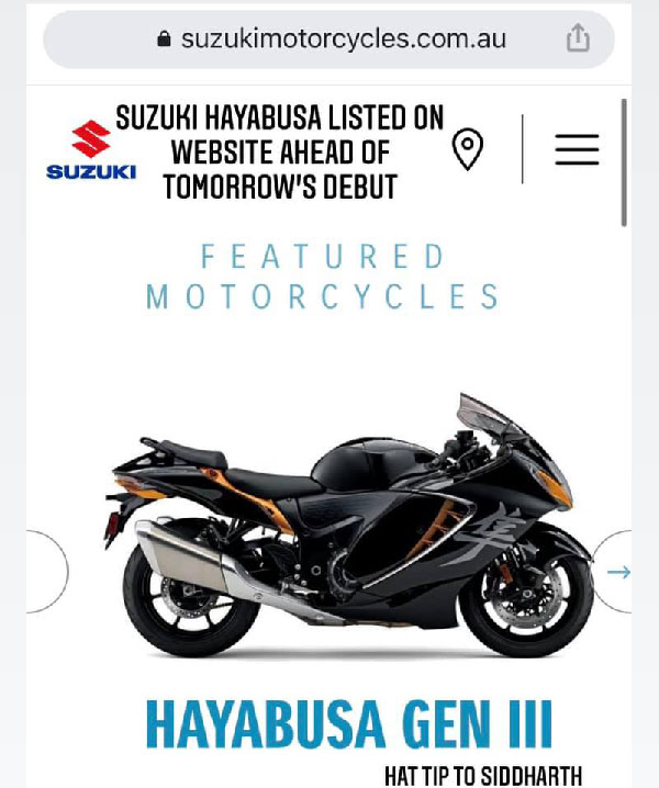 వెబ్‌సైట్‌లో బయటపడిన కొత్త సుజుకి హయాబుసా బైక్.. చూసారా..!