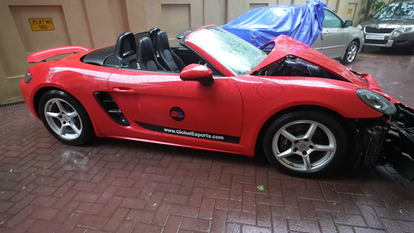 'తౌక్టే' తుఫాను వల్ల భారీగా దెబ్బతిన్న లగ్జరీ కార్[వీడియో]