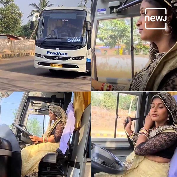 అందమైన మహిళ చీరకట్టుతో వోల్వో బస్ డ్రైవ్ చేస్తే..? సూపర్ కదూ.. వీడియో చూడండి