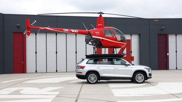 హెలికాప్టర్‌నే మోయగల కెపాసిటీ కలిగిన Skoda Kodiaq వీడియో