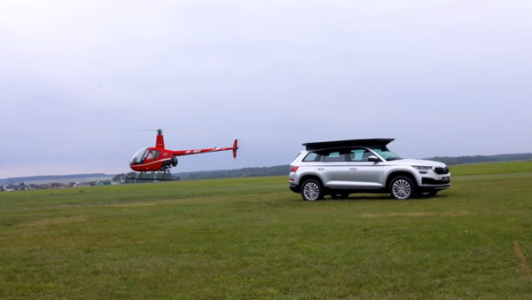 హెలికాప్టర్‌నే మోయగల కెపాసిటీ కలిగిన Skoda Kodiaq వీడియో