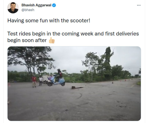 దుమ్మురేపుతున్న Ola Electric Scooter వీడియో.. డోంట్ మిస్