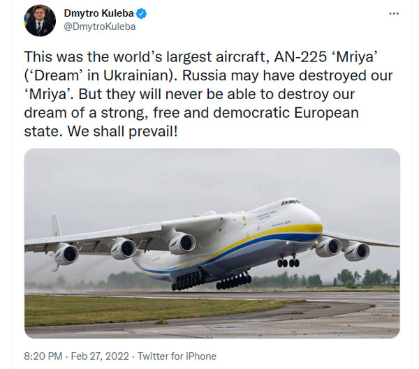 ప్రపంచంలో కెల్లా అతిపెద్ద విమానాన్ని ధ్వంసం చేసిన రష్యా..! అసలు ఈ యుద్ధానికి కారణం ఏంటి?