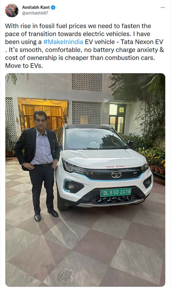 నీతి ఆయోగ్ సీఈఓ ఉపయోగించే ఎలక్ట్రిక్ కార్ చూసారా.. అయితే ఇక్కడ చూడండి 