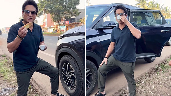 కియా వారి నయా కారుతో కనిపించిన 'సచిన్ టెండూల్కర్'.. రోడ్డుపక్కనే ఛాయ్ & అభిమానులతో మంతనాలు: వీడియో వైరల్