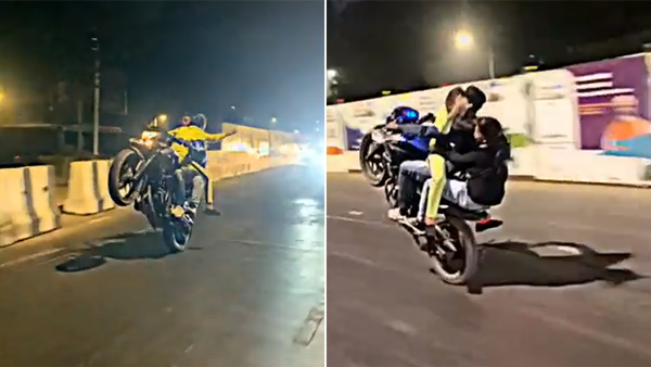 బైక్ పై విన్యాసం