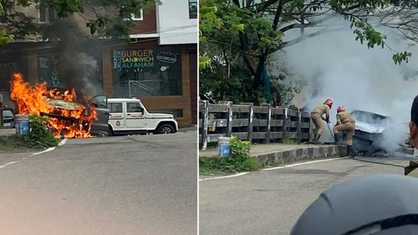 Volkswagen Polo GT car caught fire during race with mini cooper in kochi 