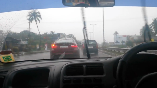 car hits lorry when driver distracted