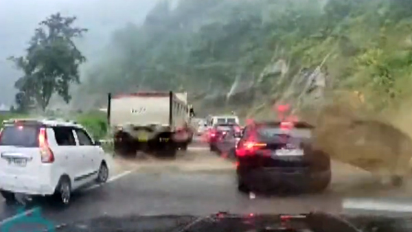 Landslide crushed 3 cars in Nagaland