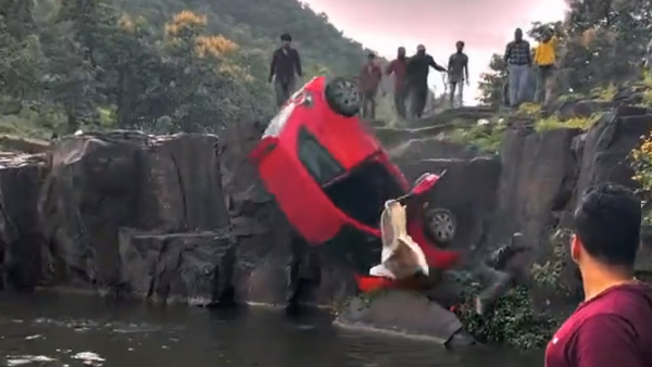 Honda-Brio-Falls-Over-a-Ledge