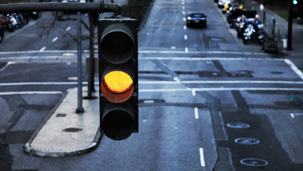 Yellow-Light-At-A-Traffic-Signal