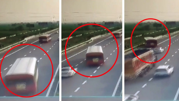 RTC Bus falls from Delhi Meerut expressway