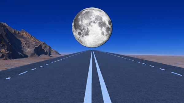 if there is a road how much time will take to reach to lunar surface if there is a road how much time will take to reach to lunar surface