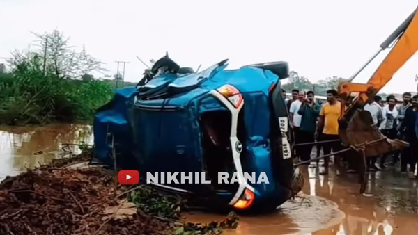 Tata Nexon car rollsover 