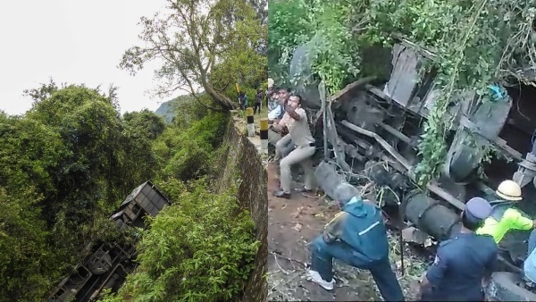 Tourist bus falls into gorge in Tamilnadu Tourist bus falls into gorge in Tamilnadu