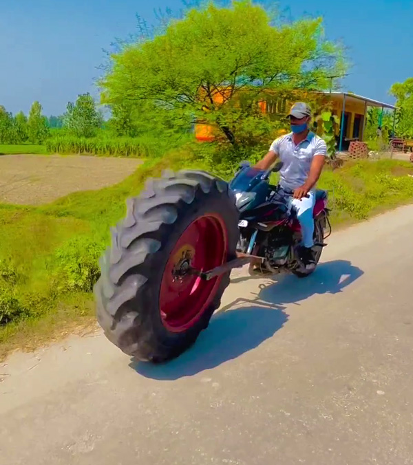 Tractor-Tyre-To-Bajaj-Pulsar
