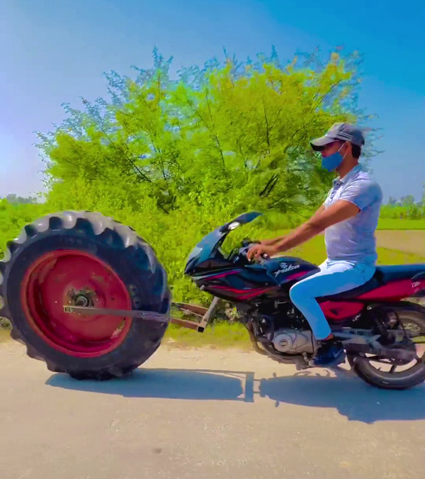 Tractor-Tyre-To-Bajaj-Pulsar