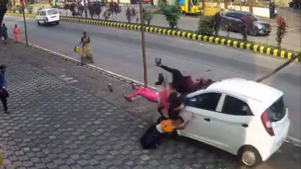 Car-Hit-Women-On-Footpath